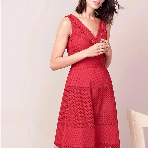 - Ann Taylor Mixed Eyelet Dress Size 8 - Picture 3 of 4